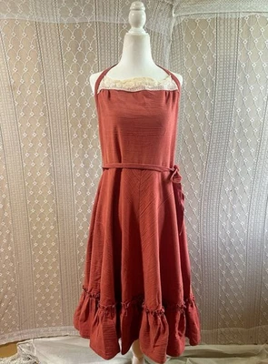 "Vestido de pradera vintage delantal estilo talla grande 45"" con lona ajustable" Foto 1 de 4