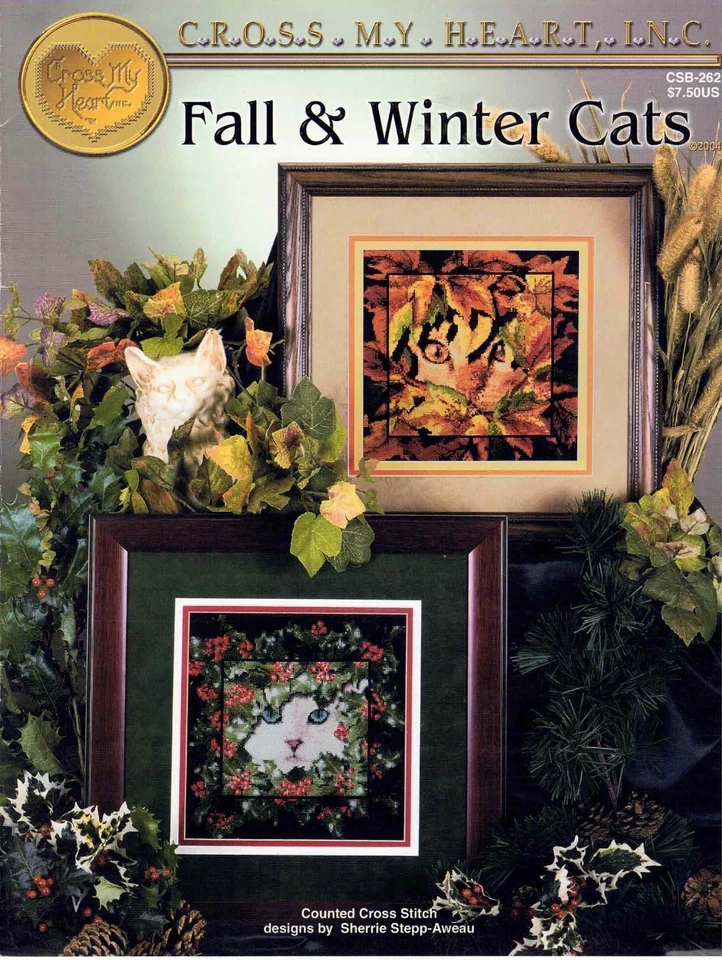 Cross My Heart Fall & Winter Cats Cross Stitch Chart/Pattern - Image 1 of 1