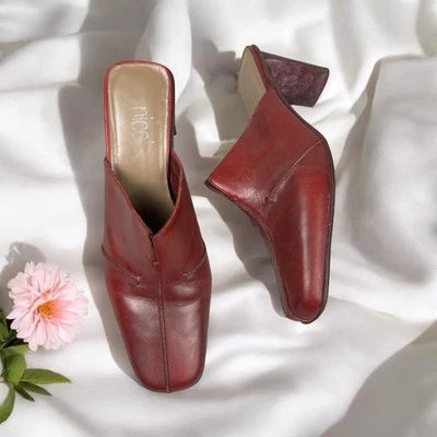 Zuecos sin cordones rojos mulas tacones sin espalda Western retro rojo punta cerrada talla 7,5 años 90 Foto 1 de 4