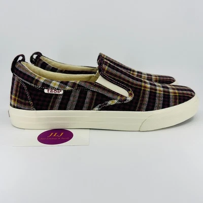 Taos Women's Rubber Soul Burgundy Plaid Canvas Slip On Comfort Sneakers Size 11 - Image 1 of 4