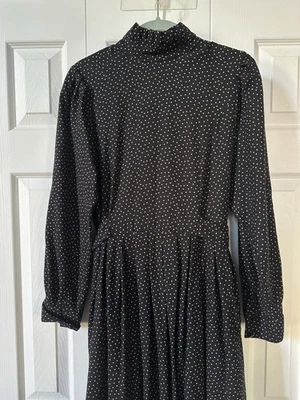 VTG Laura Ashley Great Britain Long Sleeve Dress Polka Dot Tie Waist US 10 UK12 - Image 1 of 4