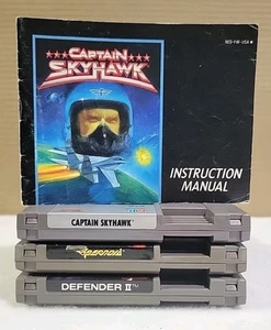 3 Nintendo NES Shmup Games Lot - Defender 2, Cybernoid, Captain Skyhawk & Manual - Picture 1 of 15