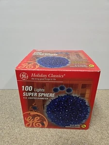 GE Holiday Classic 6" Super Sphere 100 Lights Blue Starburst Indoor Outdoor - Picture 1 of 5