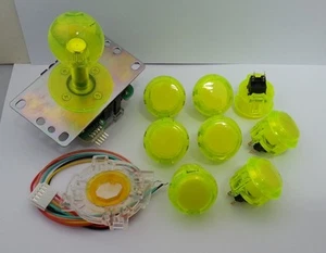 Japan Sanwa Clear Yellow Joystick Button Set of 8 OBSC-30-CY Video Game GT-Y - Picture 1 of 10