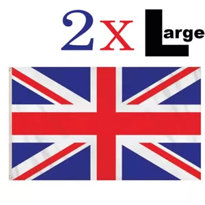2x Union Jack Flag 5 x 3FT Large Great Britain Fabric Polyester British GB Sport - Picture 1 of 2