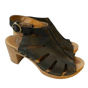 DANSKO EU 42 US 11.5-12 Demetra Caged Slingback Leather Wood Block Heel - Bild 1 von 14