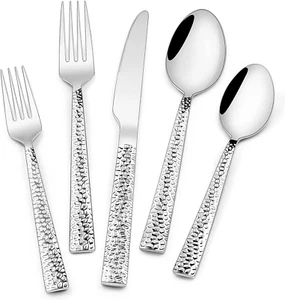 40 Piece Silverware Set for 8, Stainless Steel Square Flatware Tableware Cutlery - Picture 1 of 12