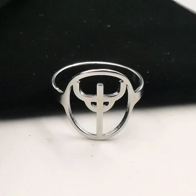 Anillos amuleto de acero inoxidable con logotipo de merchería de Judas Priest para hombres niños mujeres 7-10# Foto 1 de 4