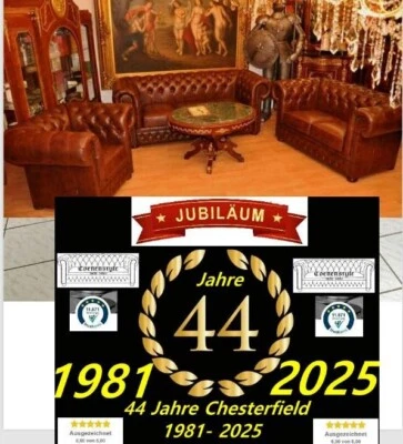 Chesterfield Classik  Leder Garnitur Antik grün 3+2+1 Sofort Lieferung - Bild 1 von 4