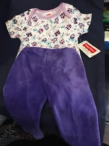 Soft Girls 2 Piece White Lavender & Purple Outfit 3/ 6 mos - Picture 1 of 8