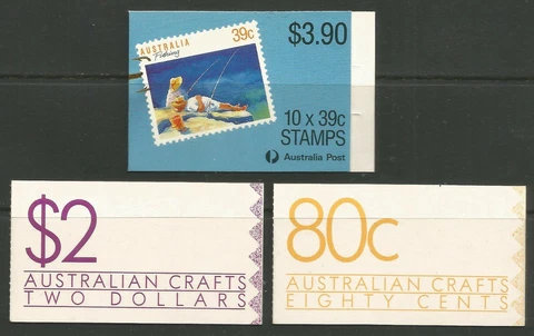 Australia 1988 80c & $2 Crafts - 1989 Fishing $3.90 - 3 Different Booklets Cover