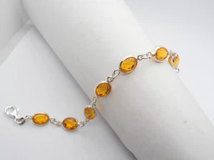 Braccialetto in Argento 925 con Pietre di colore Giallo - imitazione Topazio - Picture 1 of 7