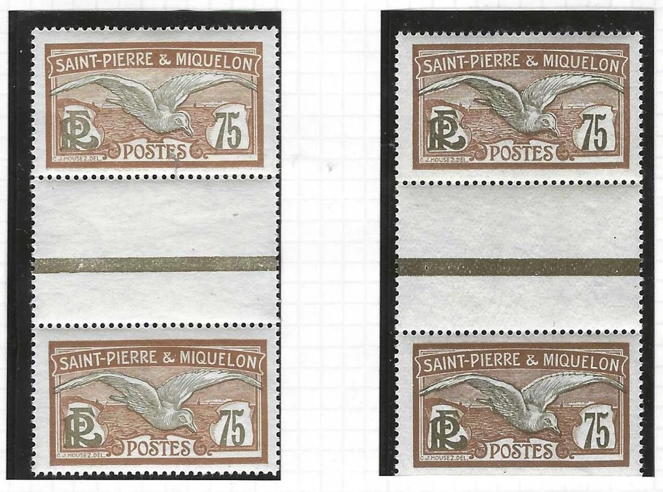FRANCE ST. PIERRE ET MIQUELON 1909-1930 COLLECTION OF 15 GUTTER PAIRS - Image 1 of 4