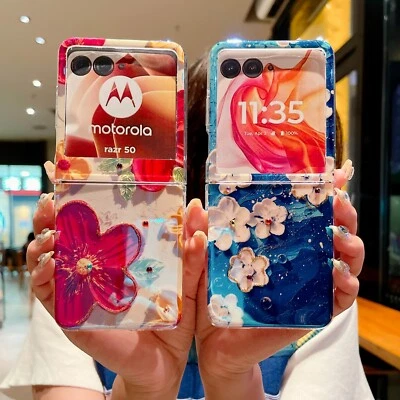 Diamond Flower PC Hard Flip Case For Motorola Razr+Plus 2025/2024 50 60 Ultra - Image 1 of 4