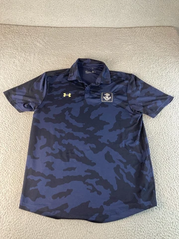 Navy Midshipman Polo Shirt  Golf Mens Medium Blue Camo Short Sleeve Under Armour Cover
