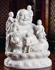 12 pouces siège en porcelaine Dehua lotus 5 Tongzi enfant rire heureux statue de Bouddha Maitreya