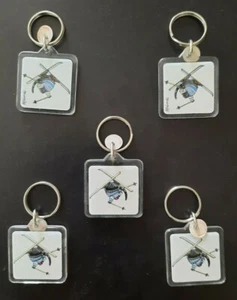 Kliban Cat Key Chain Acrylic Snow Skiing Vintage Set Of 5 - Picture 1 of 1
