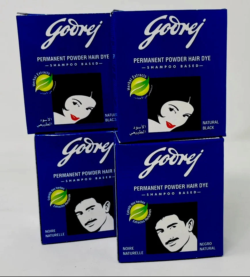 Godrej Polvo Permanente Tinte para el Cabello Extractos de Hierbas Natural Negro Exp/27 PACK DE 4 Foto 1 de 1