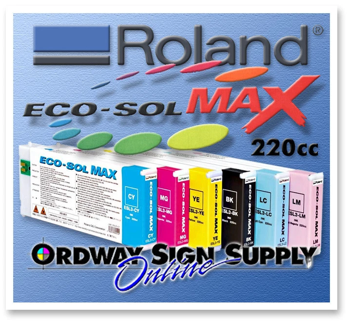 6x 220cc Roland Eco-Sol MAX Tinta CMYK LC LM Nuevos Cartuchos OEM Foto 1 de 1