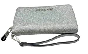 Michael Kors Jet Set Travel Large Flat Zip MF Phone Wristlet Wallet Glitter - Picture 1 of 7