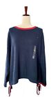 Tommy Hilfiger Womens Cozy Ribbed Trim Side Tie Navy Sweatshirt Plus Size 2X