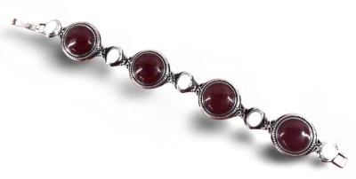 Pulsera a Presión Lia Sophia "Lisa" Madreperla y Jaspe Rojo Tono Plata Foto 1 de 4