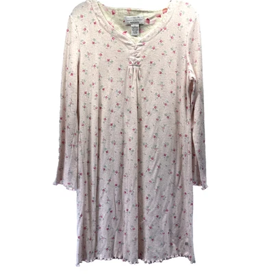 Camisón Karen Neuburger Encore S Rosa Verde Suave Mezcla Algodón Manga Larga Foto 1 de 4