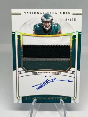 2019 National Treasures JJ Arcega-Whiteside Gold /10 Rookie Patch Auto - Image 1 of 2