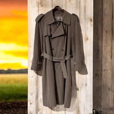 De colección años 80 Brown Brooks Brothers Est. Gabardina 1818 hecha en EE. UU. ¿Grande para mujer? Foto 1 de 4