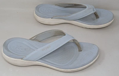 Crocs Mujer 8 Capri V Diamante Chanclas Sandalias Zapatos Azul Blanco Tanga Cuña Foto 1 de 4