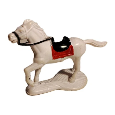 Vintage Military Horse Figure On Stands Plastic 4.25"x 3" Battle Dress Model Toy - Image 1 of 4