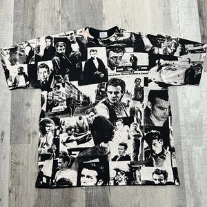 VTG James Dean Tee Acid Wash 1993 Black All Over Print T Shirt 50s RARE 2XL - Picture 1 of 6