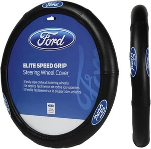 Plasticolor 006725R01 Ford Elite Premium Logo Steering Wheel Black and Blue - Picture 1 of 4