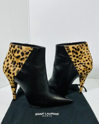 Botines de cuero con estampado de leopardo SAINT LAURENT 36,5 Foto 1 de 4