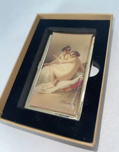 Business Card Holder Metal Case Louis Hersent 1830 Artwork “Les Baigneuses” - Picture 1 of 12