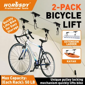 2-Pairs Kayak Hoist Pulley System Ceiling Bike Lift Garage Storage Rack 50LB /EA - Picture 1 of 12