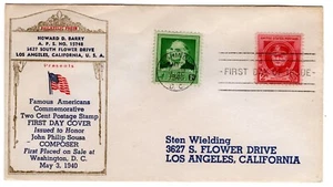 #880 John Philip Sousa Composer Famous American 1940 FDC - Scarce Barry - Picture 1 of 2