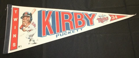 Vintage Minnesota Twins Kirby Puckett Caricature 30x12 Pennant Cover