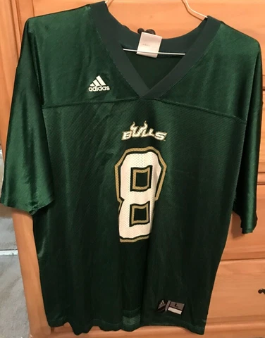 Adidas SOUTH FLORIDA BULLS USF Football Mesh Green JERSEY Size L Matt Grothe #8 Cover