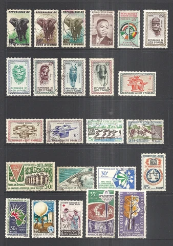 IVORY COAST   VARIOUS USED (SEVERAL MINT HINGED) ISSUES    1959 - 1965 Cover
