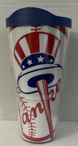 Tervis Tumbler 24oz New York Yankees  NY with Travel Blue Lid Made in USA Cover
