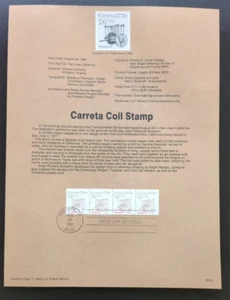 7.6c Carreta 1988 SOUVENIR PAGE SCOTT # 2255 SP769 - Picture 1 of 1