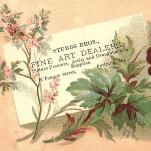 Stubbs Bros. Distribuidores de suministros de arte Marco Tarjeta comercial Portland ME Flores - Imagen 1 de 3