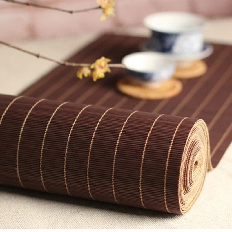 Chinese Bamboo Tea Curtain Pad Mat Table Runner Kungfu Tea Set Non Slip Vintage - Image 1 of 4