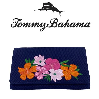 Bolso de Viaje Tommy Bahama Bolso de Mano Hawaiano Hibisco Floral Bordado Algodón Yute Foto 1 de 4