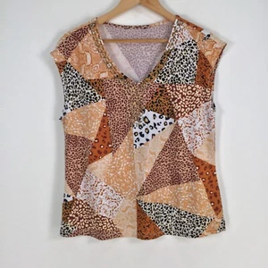 Unbranded womens blouse top size M multicolour animal print short sleeve 047851 - Picture 1 of 8