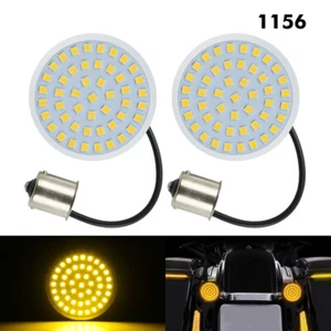 1156 SMD LED Tail Turn Signal Light for Harley Dyna Amber Indicator Insert Lamp - Imagen 1 de 10