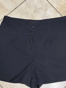 Vintage STAR CCC (City Clothing Co.) Black Sexy Polyester Button Front SHORTS - Picture 1 of 6