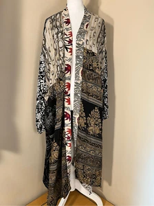 Accappatoio kimono Guru For Life stampa mista 100% seta riciclato lunghezza intera taglia unica - Foto 1 di 12