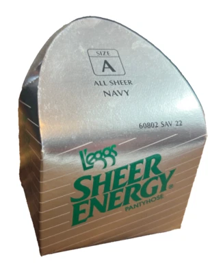 Vintage 90s L'eggs Sheer Energy  NAVY Sheer Toe Pantyhose Sz A 60802 SAV 22 - Image 1 of 4